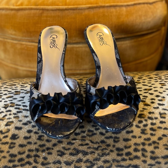 Black lace open toed heels - Picture 5 of 5